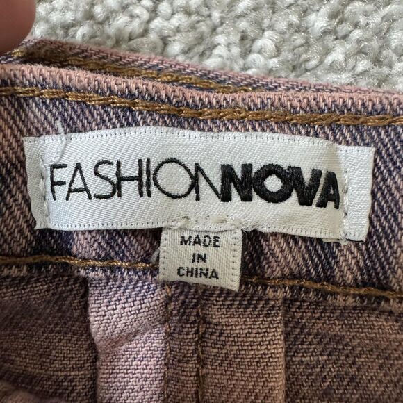 Fashion Nova Skirt Womens XL Pink Denim Pleated Mini Belted Raw Hem Micro Grunge - Picture 6 of 11